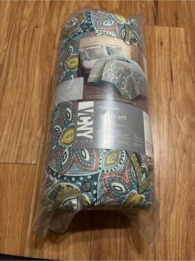 Teal Multi Quilted Bedding Set - Full/Queen